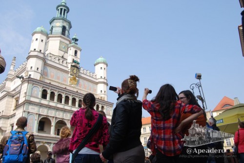 A las 12 todo el mundo preparado con sus cámaras en la plaza del Rynek