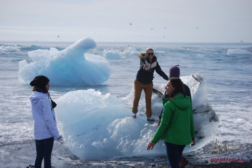 Icebergs en la playa de Islandia