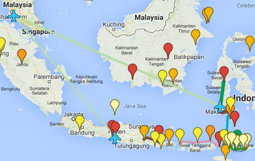 Planificación de una ruta por Indonesia un mes