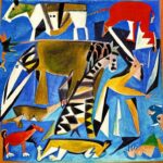 Temporada 3 del podcast Tiempo de Viajes Interpretación de Pablo Picasso de un cuadro con animales para la portada del podcast