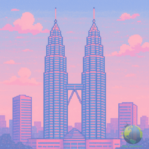 Las torres petronas de Malasia en pixel art
