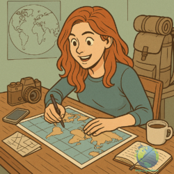 Nuria preparando un viaje
